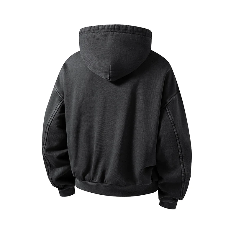 Herren Oversize Kapuzenjacke mit durchgehendem Reißverschluss, fleecegefüttert, Kängurutaschen & gerippten Bündchen Drune