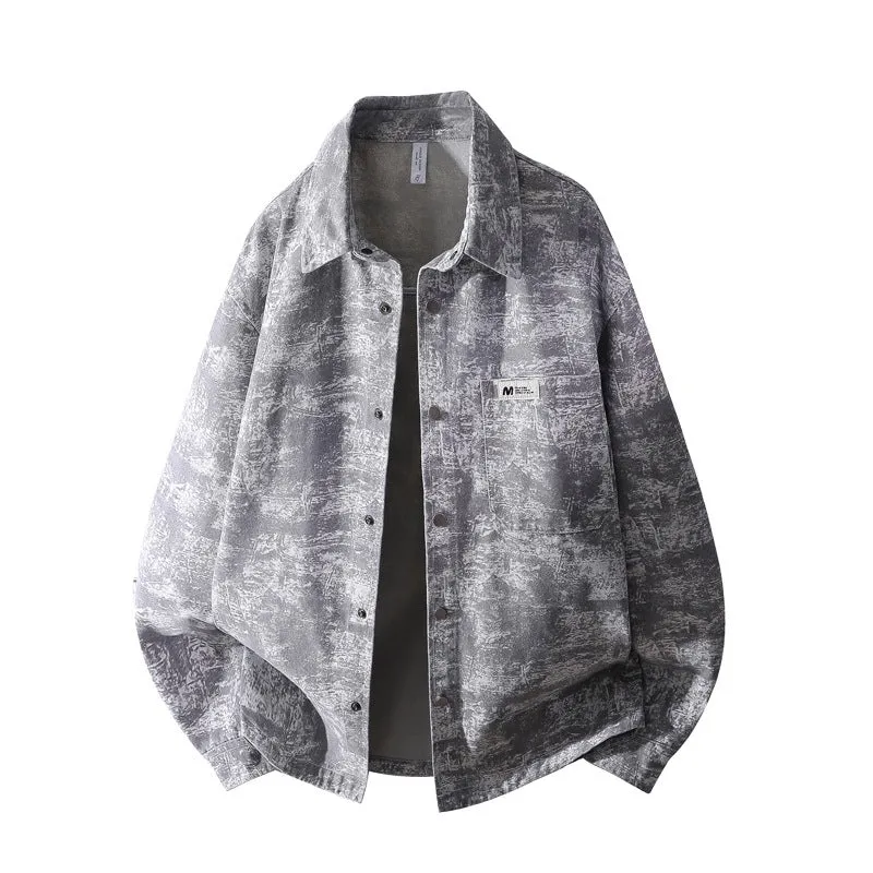 Herren Oversize-Jeanshemdjacke mit washed Effekt, Brusttasche & Druckknopfleiste Drune
