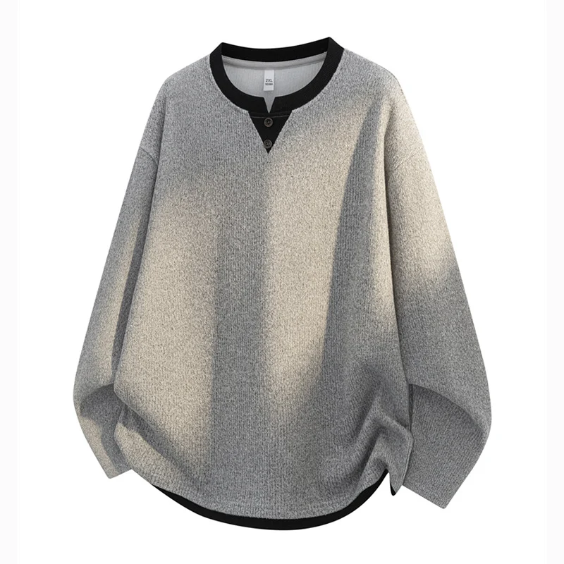 Herren Oversize-Henley-Sweatshirt mit Waffelstruktur & Knopfleiste Drune