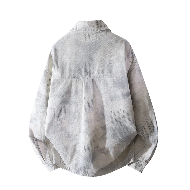 [Herren] Oversize-Hemdjacke mit Allover-Fade-Print, Druckknopfverschluss & aufgesetzten Brusttaschen Drune