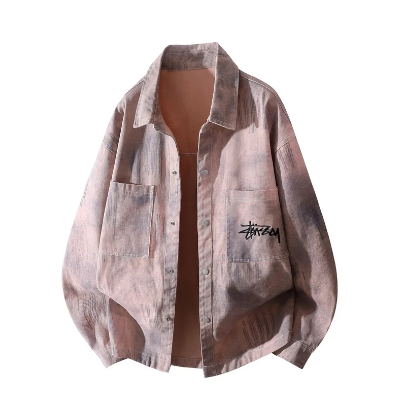 [Herren] Oversize-Hemdjacke mit Allover-Fade-Print, Druckknopfverschluss & aufgesetzten Brusttaschen Drune