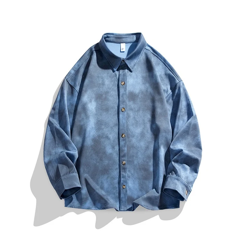 Herren Oversize-Hemdjacke im Washed‑Tie‑Dye‑Look mit Holzknopfleiste & legerer Silhouette Drune