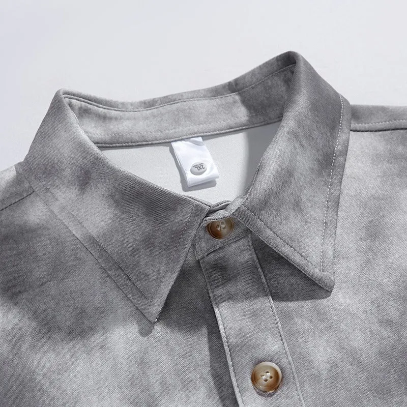 Herren Oversize-Hemdjacke im Washed‑Tie‑Dye‑Look mit Holzknopfleiste & legerer Silhouette Drune