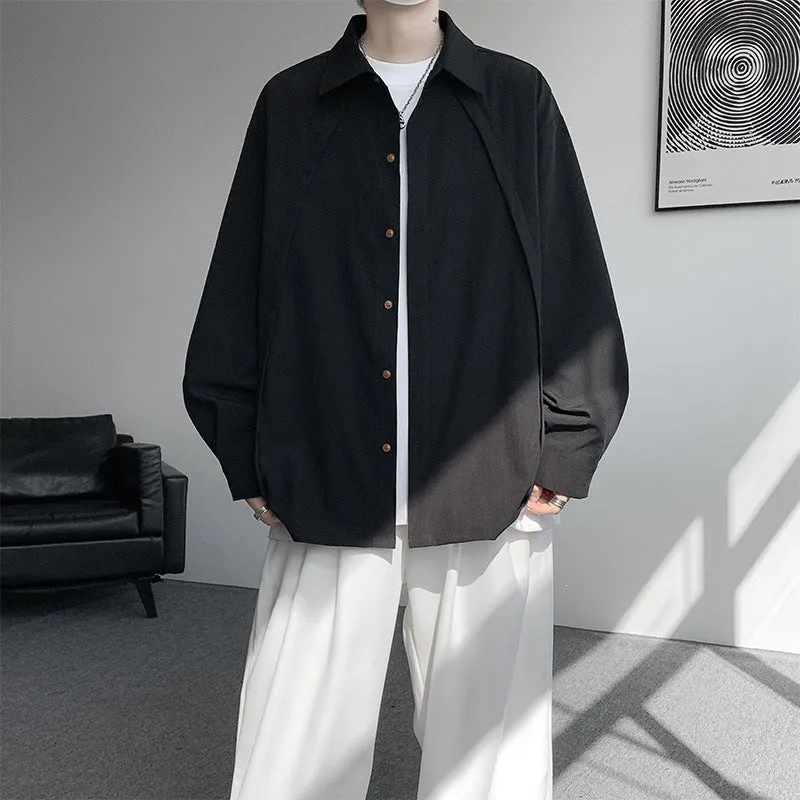 Herren Oversize-Hemdjacke aus leichtem Baumwollmix mit geradem Schnitt & Knopfleiste Drune