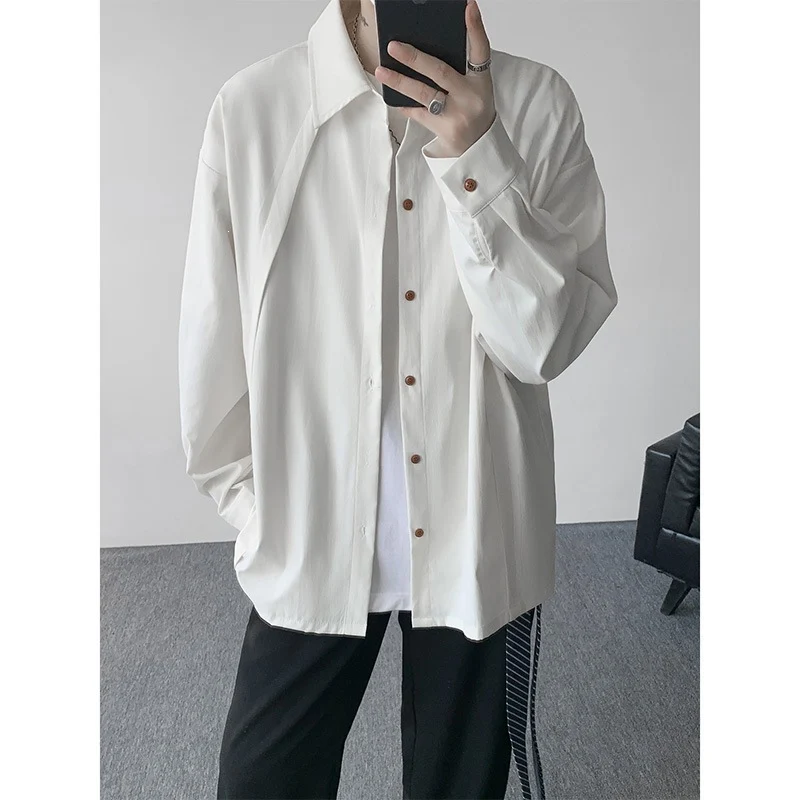 Herren Oversize-Hemdjacke aus leichtem Baumwollmix mit geradem Schnitt & Knopfleiste Drune
