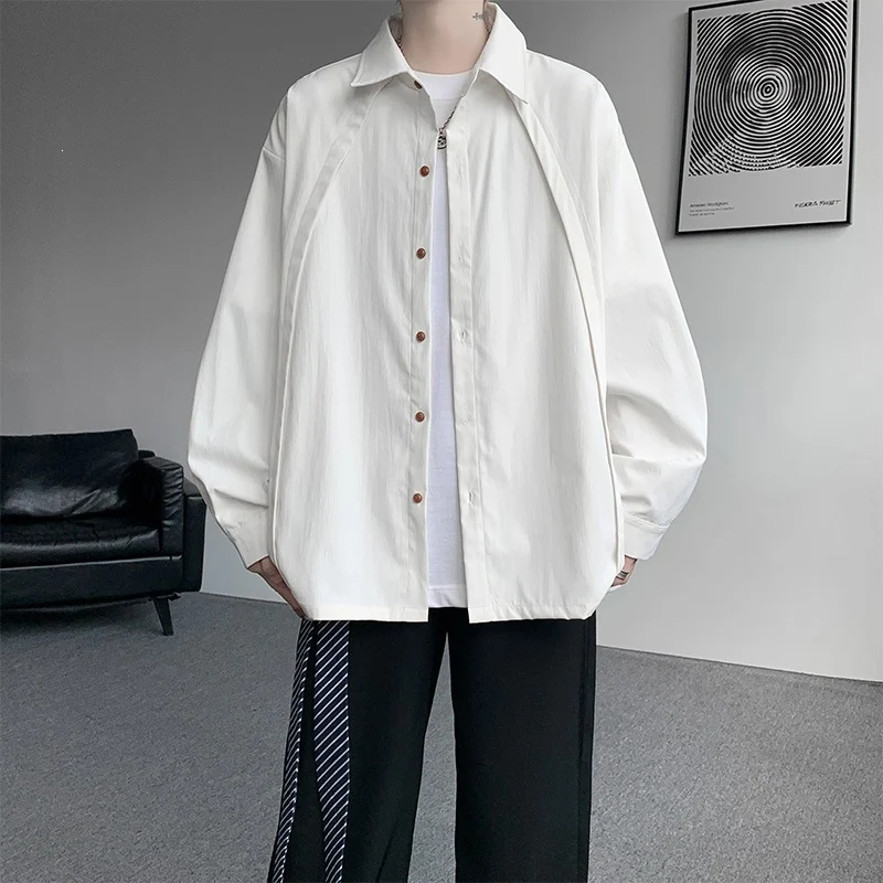 Herren Oversize-Hemdjacke aus leichtem Baumwollmix mit geradem Schnitt & Knopfleiste Drune