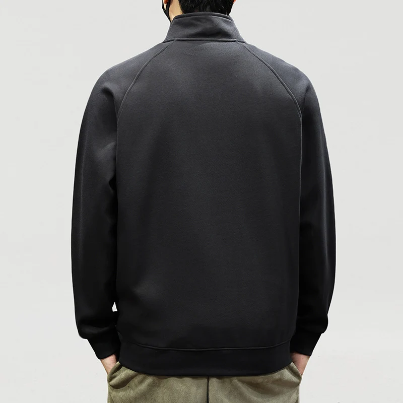 Herren Oversize-Halbzip-Sweatshirt mit hohem Stehkragen, Raglanärmeln & gerippten Abschlüssen Drune