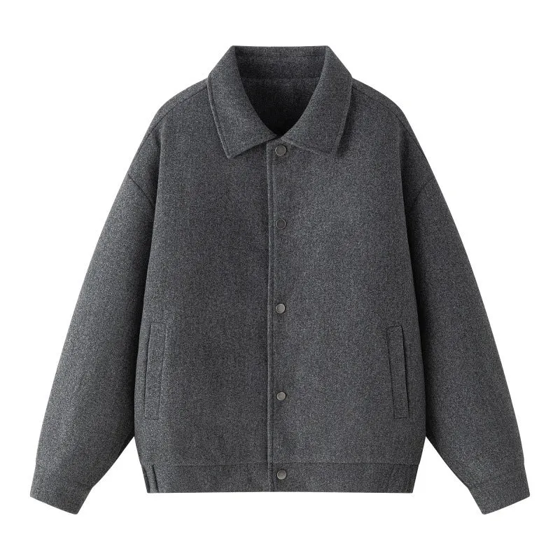 Herren Oversize-Collegejacke aus Wollmix mit Druckknopfleiste und verdeckten Eingrifftaschen Drune