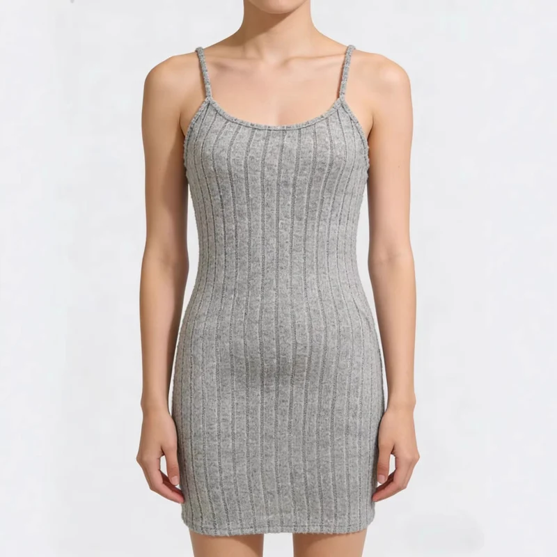Damen Figurbetontes Strickkleid mit passender Strickjacke Drune