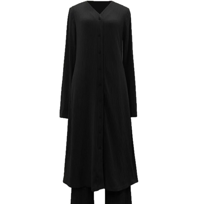Damen Elegantes Zweiteiler-Set mit luftiger Bluse und weitem Hosen Drune