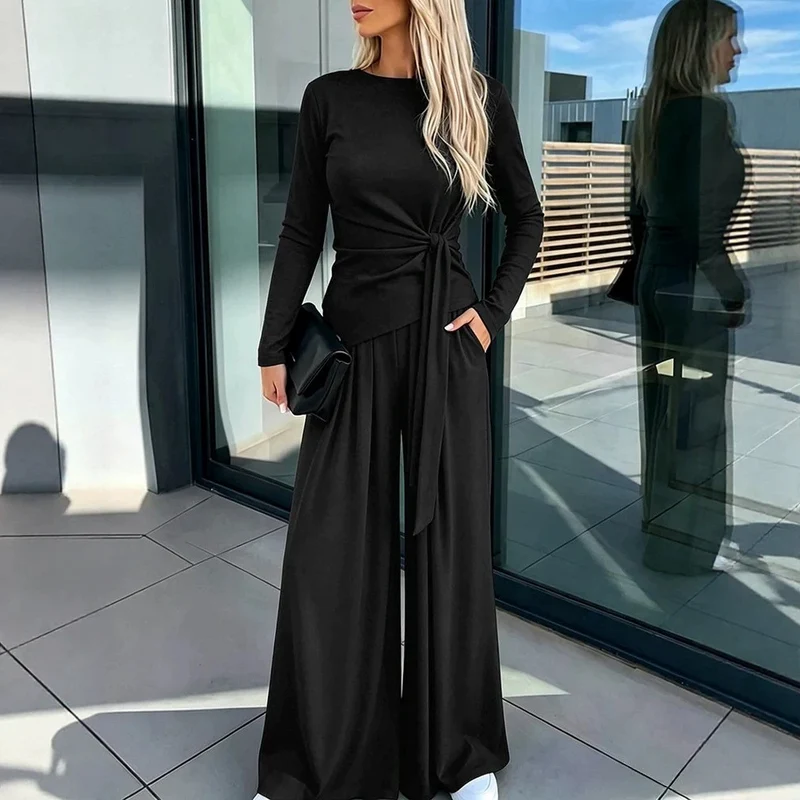 Damen Elegantes Wickeloberteil mit weitem Hosen Drune