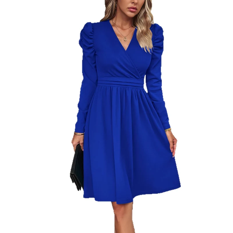 Damen Elegantes Wickelkleid mit Puffärmeln Drune 1788131704