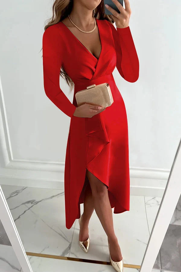 Damen Elegantes Wickelkleid Drune
