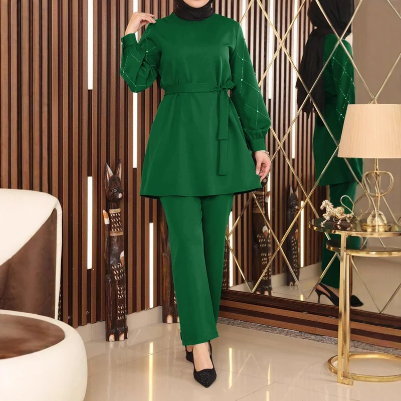 Damen Elegantes Tunika-Set mit Hose Drune