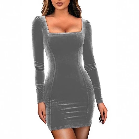 Damen Elegantes Samt Minikleid Drune