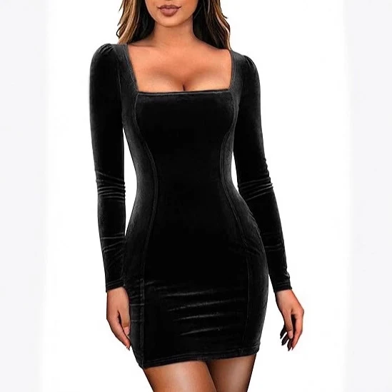 Damen Elegantes Samt Minikleid Drune
