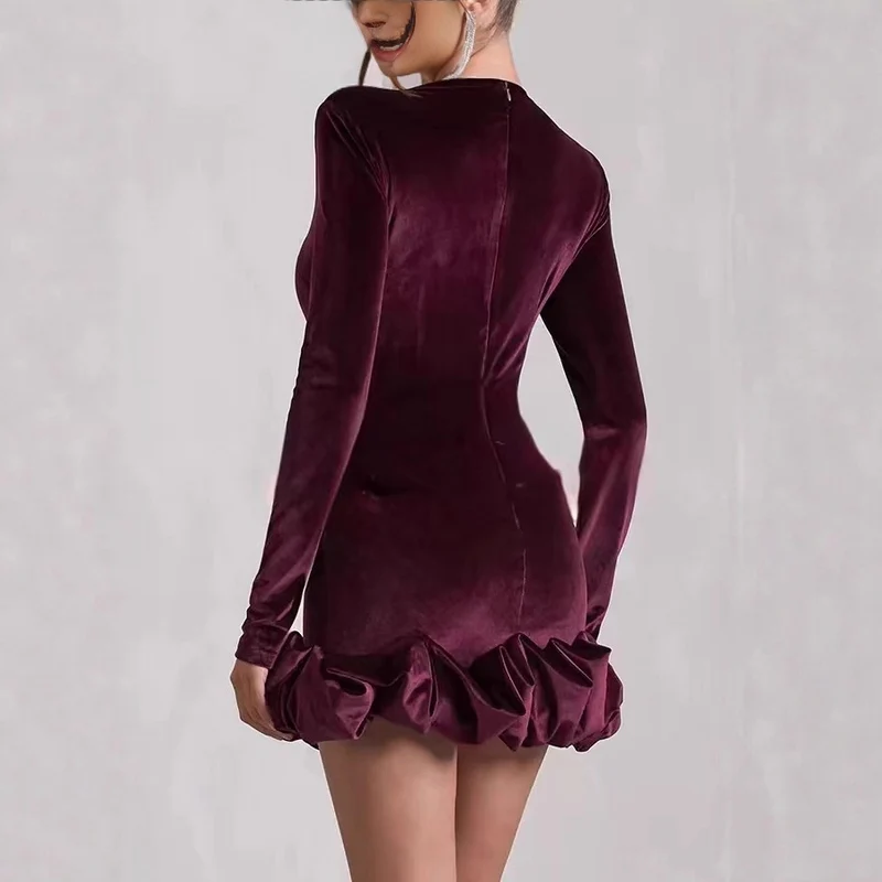 Damen Elegantes Minikleid mit Rüschensaum Drune