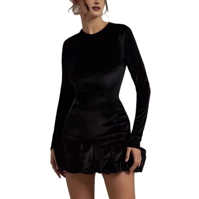 Damen Elegantes Minikleid mit Rüschensaum Drune