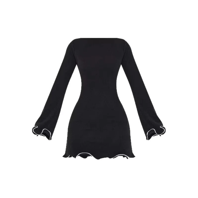 Damen Elegantes Minikleid mit Rüschenärmeln Drune