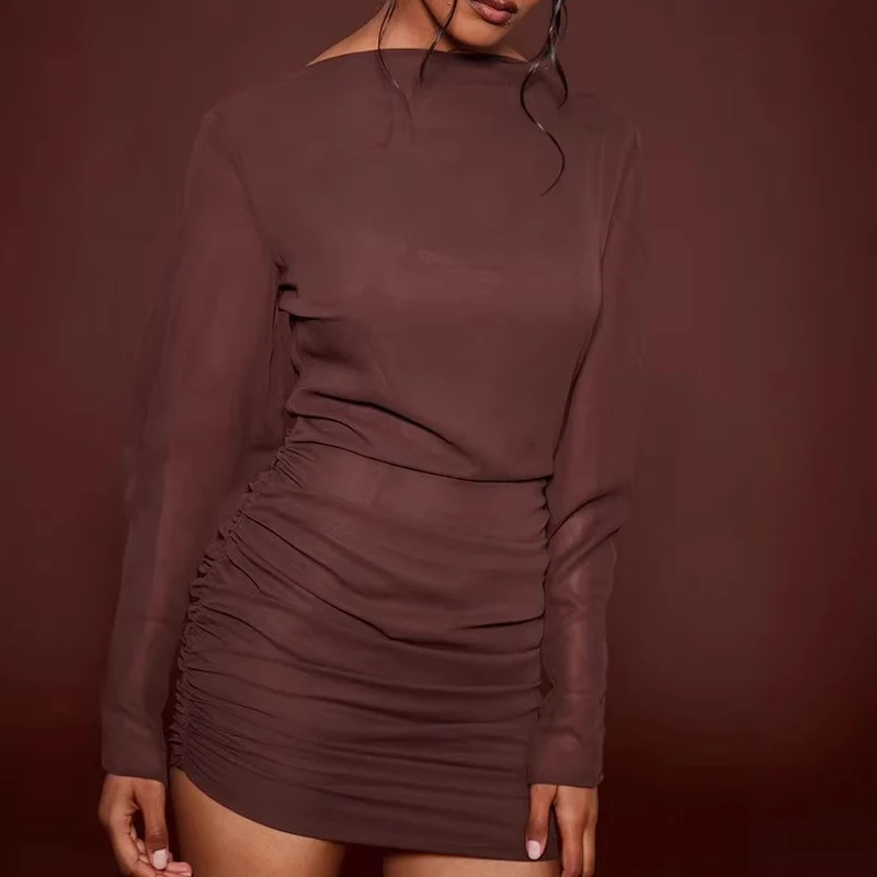 Damen Elegantes Minikleid mit Raffung Drune