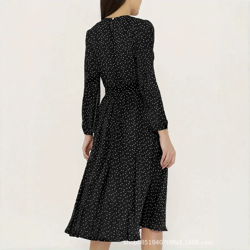 Damen Elegantes Midi-Kleid mit Punkten Drune