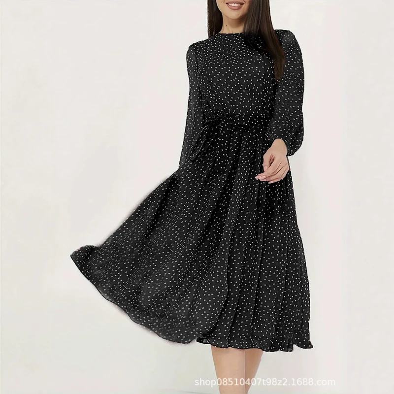 Damen Elegantes Midi-Kleid mit Punkten Drune