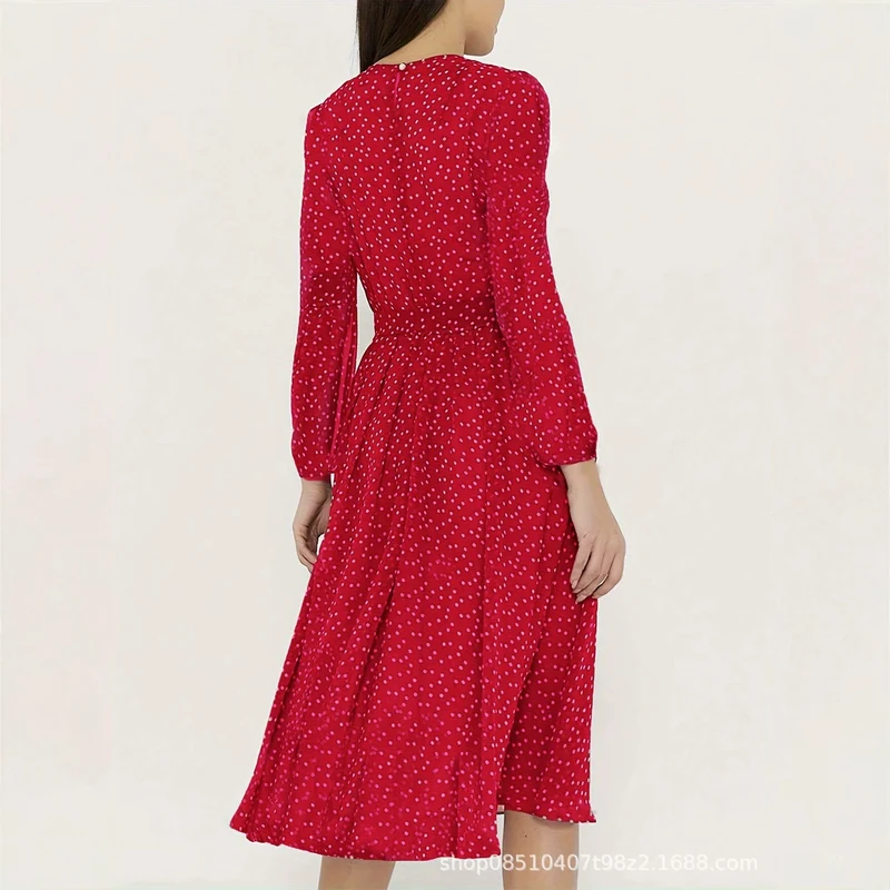 Damen Elegantes Midi-Kleid mit Punkten Drune