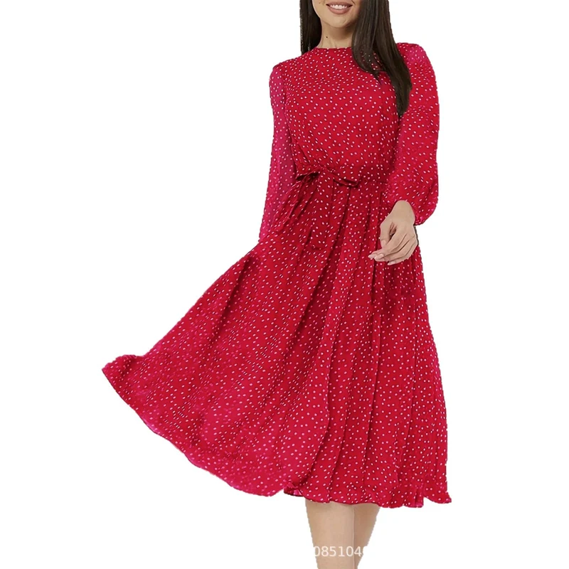 Damen Elegantes Midi-Kleid mit Punkten Drune