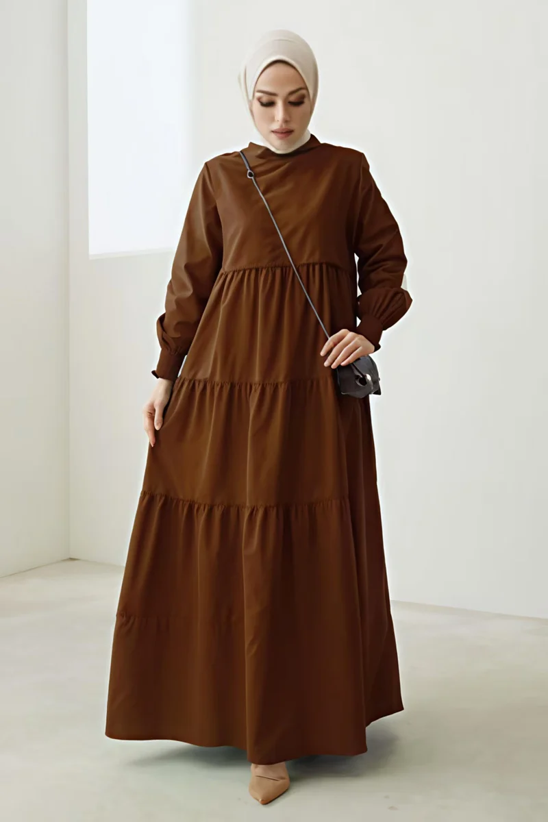 Damen Elegantes Maxikleid mit Rüschen Drune