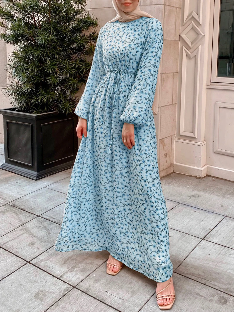 Damen Elegantes Maxikleid mit floralen Mustern Drune