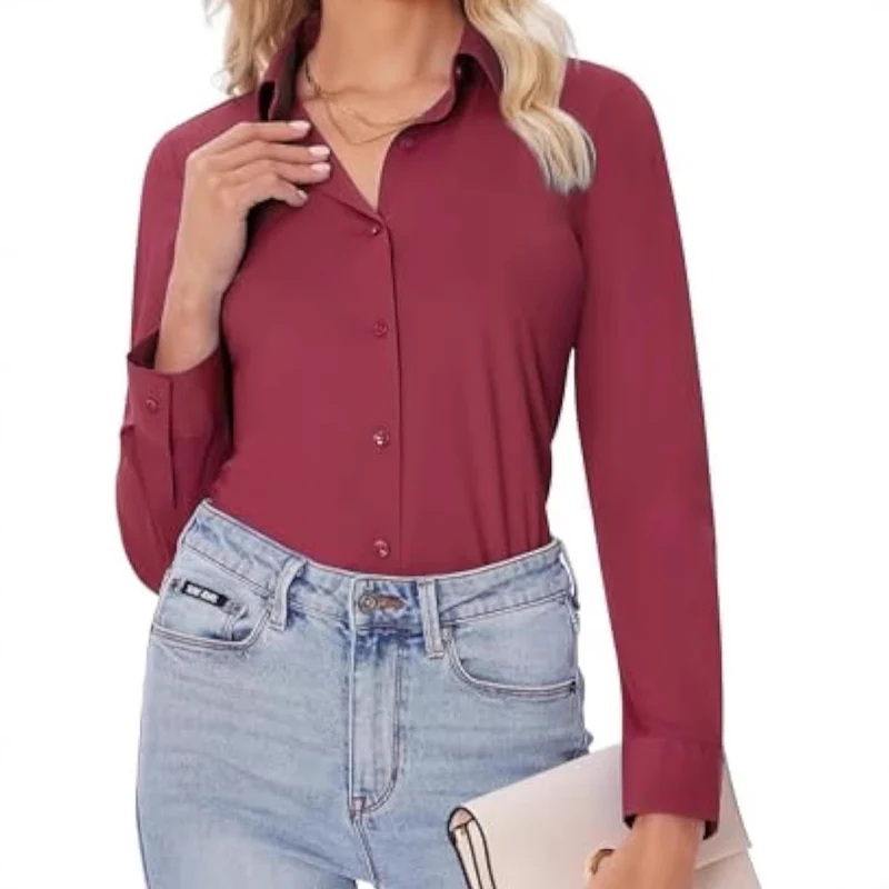 Damen Elegantes Langarmhemd Drune