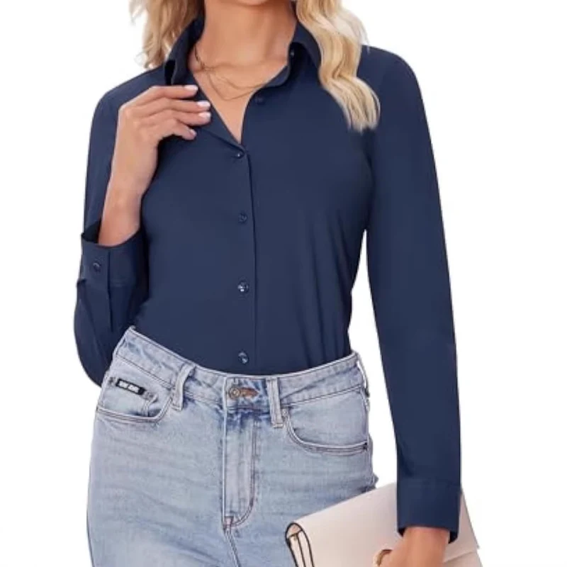 Damen Elegantes Langarmhemd Drune