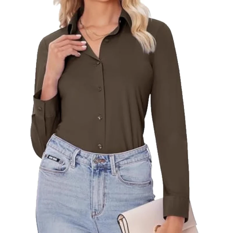 Damen Elegantes Langarmhemd Drune