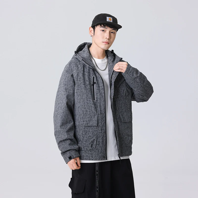 Herren Urban-Technical Field-Parka mit hochschließendem Kragen, schräge Brustpatte und verdeckten Reißverschlüssen Drune