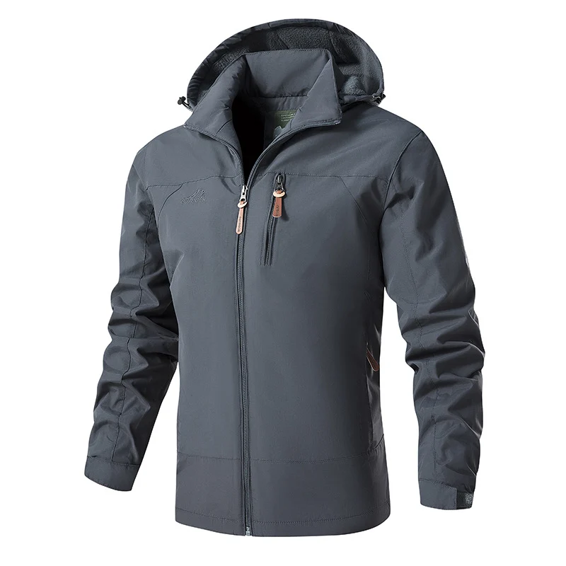 Herren Ultraleichte Softshell‑Hybridjacke mit verstellbarer Kapuze, wind‑ und wasserabweisender Membran Drune