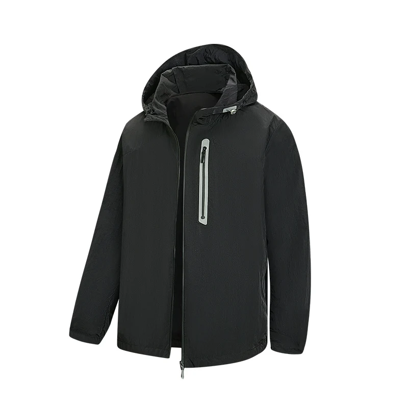 Herren Ultraleichte Packbare Regen- und Windjacke mit Kapuze, versteckter Brusttasche und wasserabweisendem Shell Drune