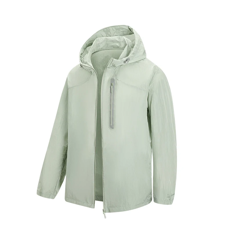 Herren Ultraleichte Packbare Regen- und Windjacke mit Kapuze, versteckter Brusttasche und wasserabweisendem Shell Drune