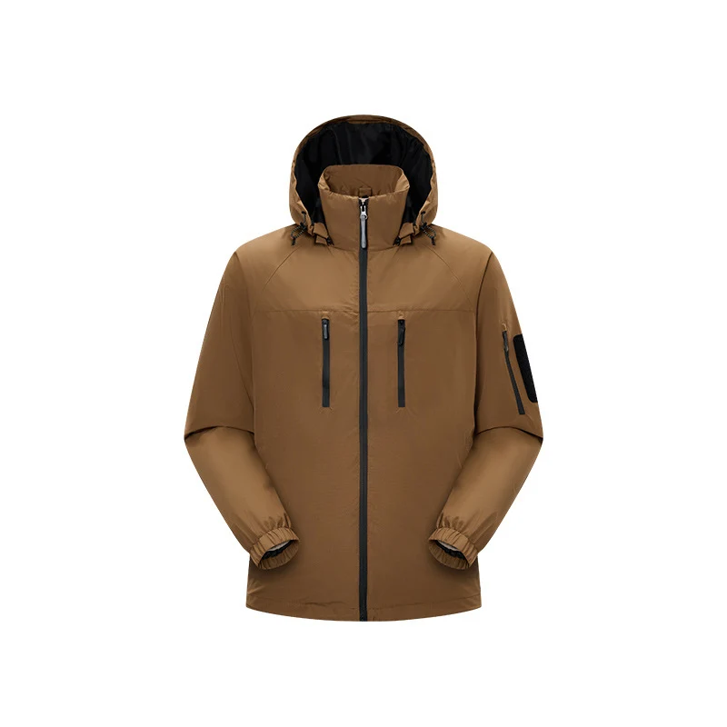 Herren technische, wind‑ und wasserabweisende Kapuzenjacke mit Brust‑Reißverschlusstaschen und Ärmel‑Utility‑Fach Drune