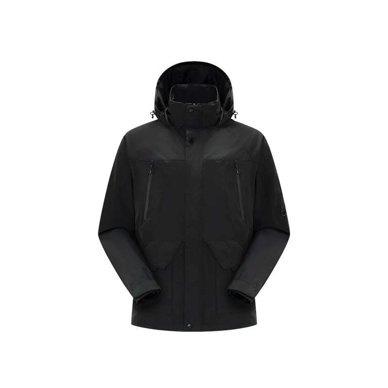 Herren Technische wasserdichte Outdoorjacke mit Kapuze, verschweißten Nähten und verdeckten Reißverschlüssen Drune