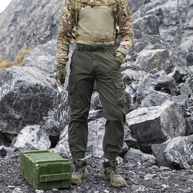 Herren technische Utility-Cargohose mit integriertem Webgürtel, Reißverschlusstaschen und verstellbaren Beinabschlüssen Drune