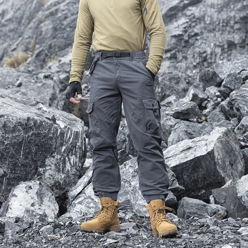 Herren technische Utility-Cargohose mit integriertem Webgürtel, Reißverschlusstaschen und verstellbaren Beinabschlüssen Drune