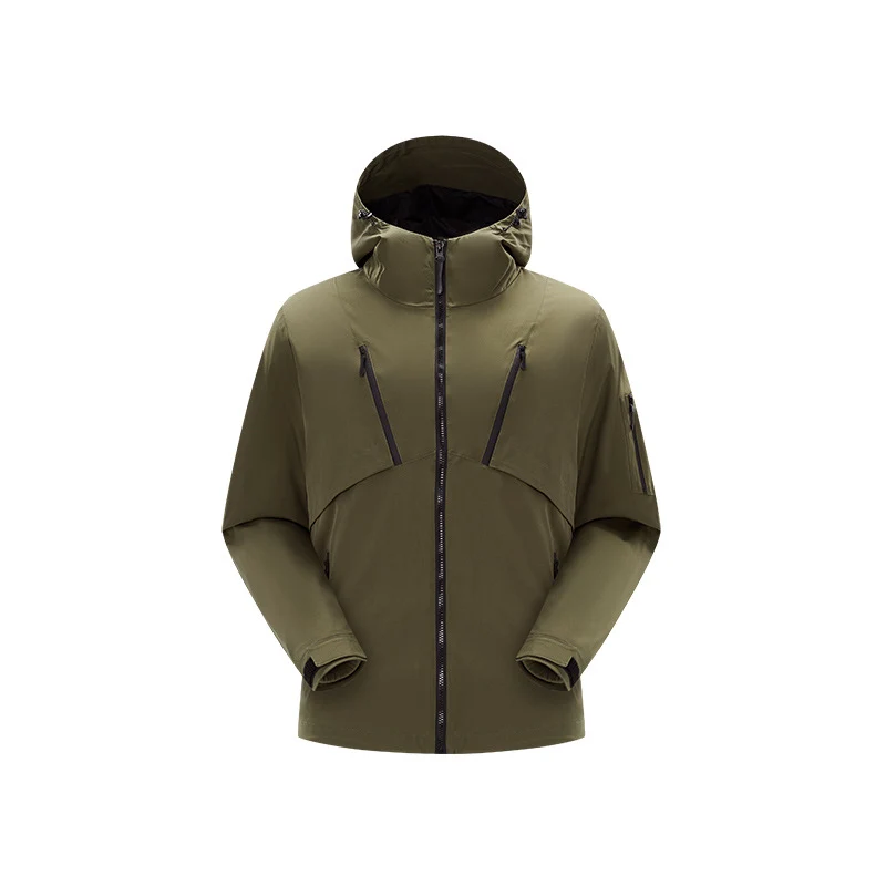 Herren Technische Softshelljacke mit Kapuze, wasserabweisender Membran und multiplen Reißverschlusstaschen Drune