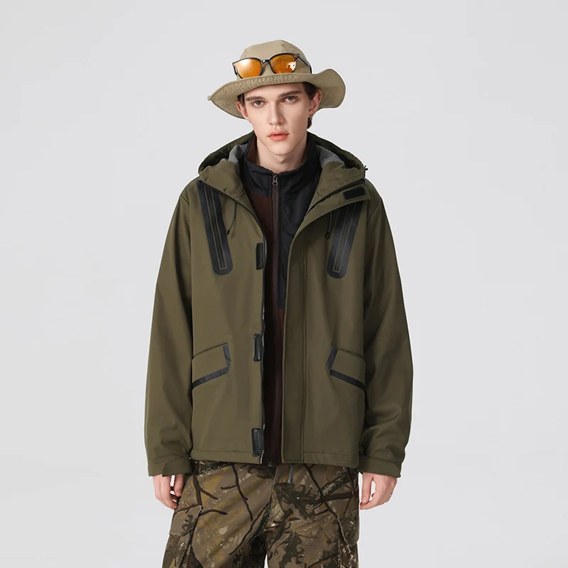 Herren Technische Softshell-Parka mit Kapuze, getapten Nähten und gummierten Einsätzen Drune