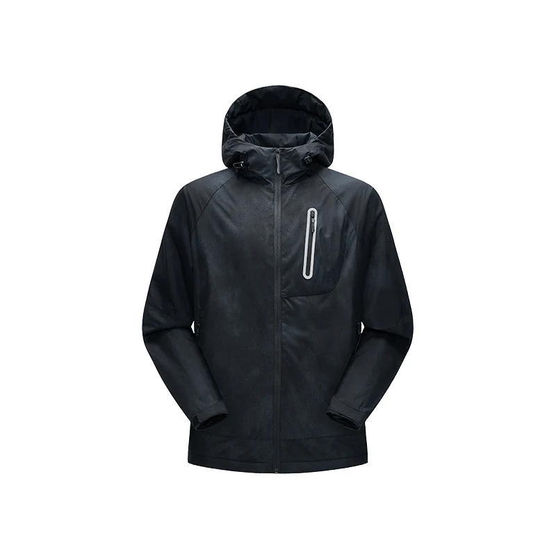 Herren Technische Regenjacke mit Kapuze wasserdichter Shell und reflektierender Brusttasche Drune