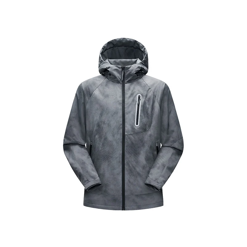 Herren Technische Regenjacke mit Kapuze wasserdichter Shell und reflektierender Brusttasche Drune