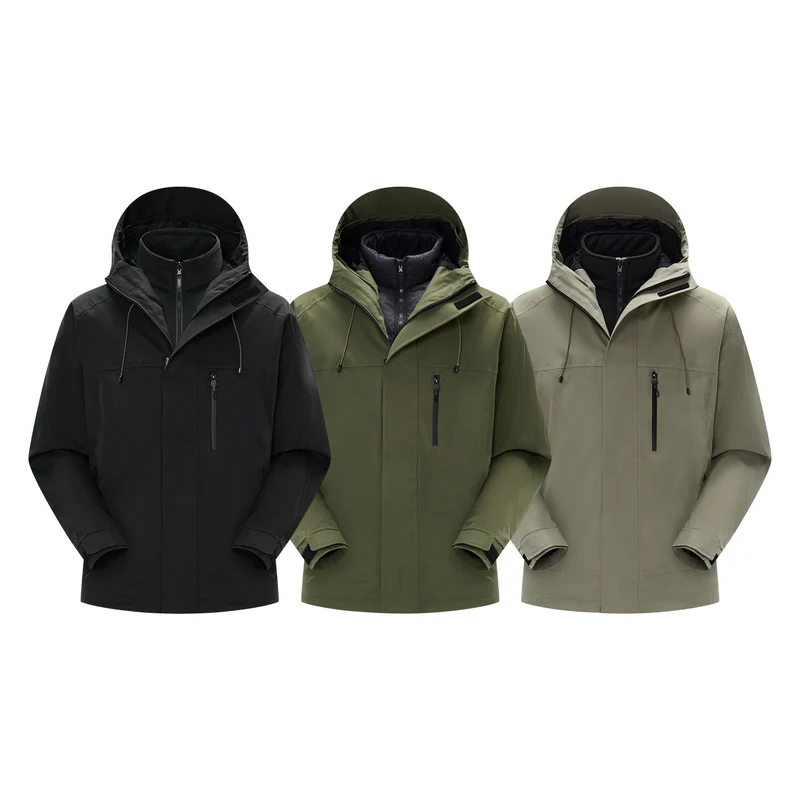 Herren Technische Regen- und Softshell-Jacke mit verstellbarer Kapuze und Brustreißverschluss Drune