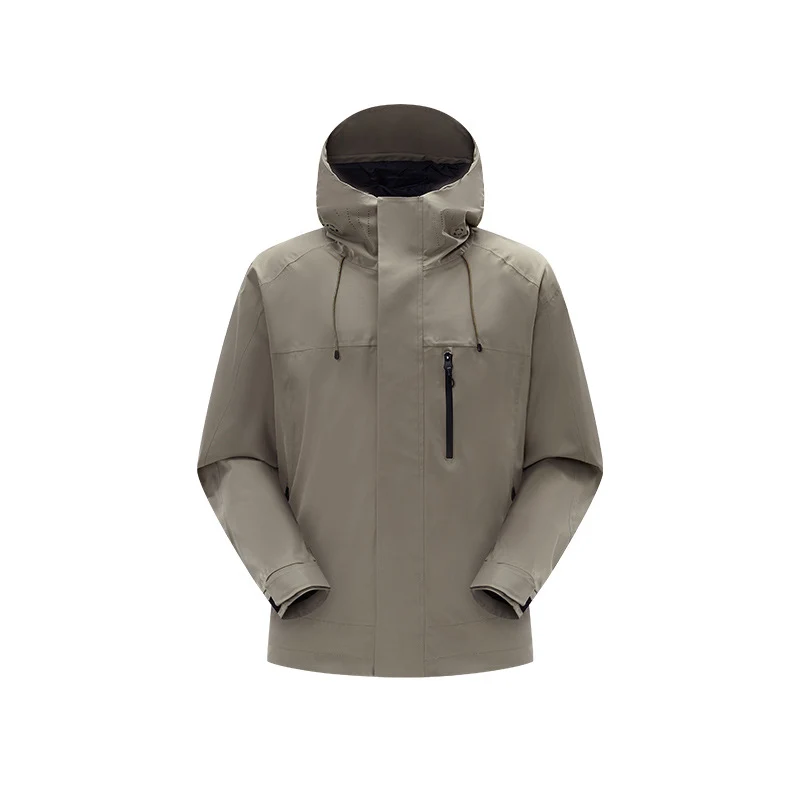 Herren Technische Regen- und Softshell-Jacke mit verstellbarer Kapuze und Brustreißverschluss Drune