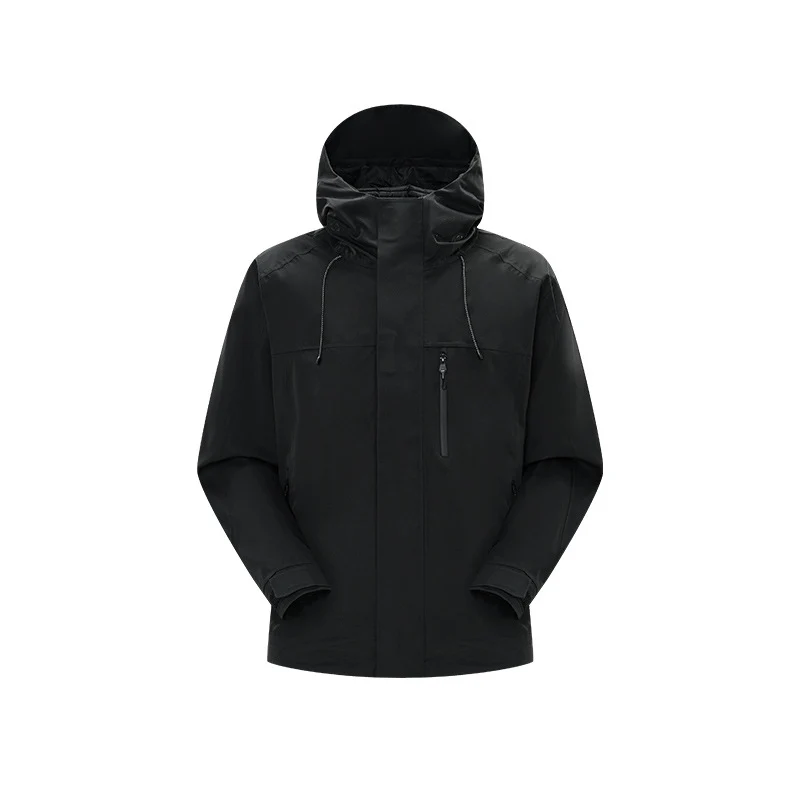 Herren Technische Regen- und Softshell-Jacke mit verstellbarer Kapuze und Brustreißverschluss Drune