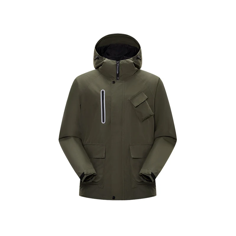 Herren Technische Regen‑Softshelljacke mit Kapuze, verschweißten Nähten und taktischen Taschen Drune