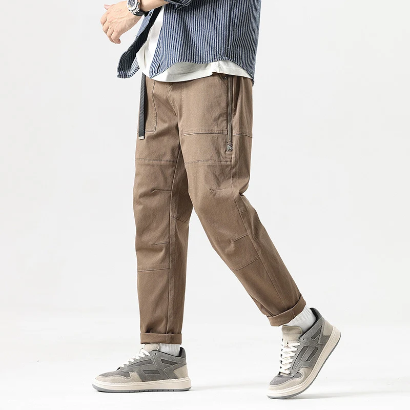 Herren Tapered Utility-Cargohose mit integriertem Webgurt, Kniepaneelen und Reißverschlusstaschen Drune